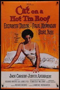 7g236 CAT ON A HOT TIN ROOF 23x35 commercial poster '80s Elizabeth Taylor as Maggie the Cat!