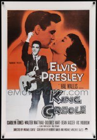 7g268 KING CREOLE 26x38 commercial poster '80s full-length image of Elvis Presley with guitar!