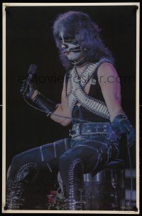 7g272 KISS 22x34 commercial poster '77 great image of Peter Criss on stage with mic!
