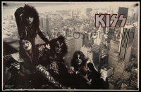 7g274 KISS 23x35 commercial poster '77 Stanley, Gene Simmons, Frehley, Criss over NYC!