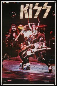 7g276 KISS stage play 26x36 commercial poster '75 Gene Simmons, Frehley, Stanley & Criss on stage