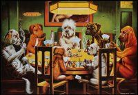7g277 DOGS PLAYING POKER 19x27 Italian commercial poster '90s wild art of dogs playing poker by Dom!