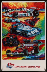 7g280 LONG BEACH GRAND PRIX 25x38 commercial poster '70s great art of sports cars by Holien!
