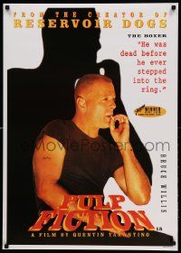 7g304 PULP FICTION 24x34 commercial poster '94 Tarantino, image of smoking Bruce Willis!