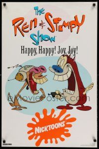 7g306 REN & STIMPY SHOW 21x32 commercial poster '92 Happy Happy Joy Joy, great cartoon image!