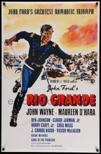 7g309 RIO GRANDE 26x40 commercial poster '99 full-length art of John Wayne, directed by John Ford!