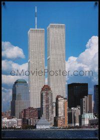 7g342 WORLD TRADE CENTER 24x34 English commercial poster '01 great photo of WTC towers & skyline!