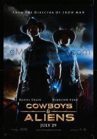 7g604 COWBOYS & ALIENS teaser DS 1sh '11 July style, cool image of Daniel Craig & Harrison Ford!
