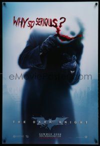 7g612 DARK KNIGHT teaser DS 1sh '08 great image of Heath Ledger as the Joker, why so serious?