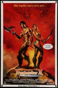 7g133 DEATHSTALKER 2 27x41 video poster '87 Boris Vallejo art of sexy nearly naked man & woman!