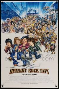 7g619 DETROIT ROCK CITY DS 1sh '99 KISS, great wacky retro caricature art by Phil Roberts!