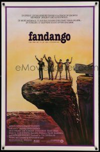 7g648 FANDANGO 1sh '85 Kevin Costner & Judd Nelson, Joann artwork of cast with booze!