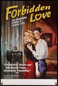 7g659 FORBIDDEN LOVE 24x36 1sh '92 lesbian documentary, cool pulp art by Janet Wilson!
