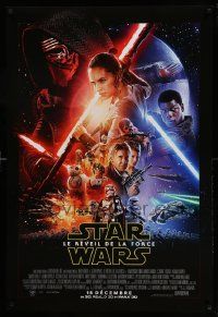7g661 FORCE AWAKENS export French language advance DS 1sh '15 Star Wars: Episode VII, cast montage!