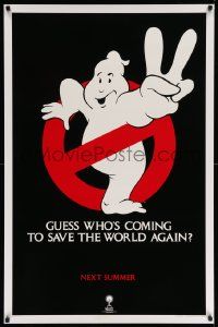 7g675 GHOSTBUSTERS 2 teaser 1sh '89 logo, guess who is coming to save the world again next summer?