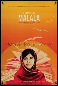 7g697 HE NAMED ME MALALA teaser DS 1sh '15 great image of Malala Yousafzai in the title role!
