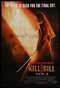 7g757 KILL BILL: VOL. 2 advance DS 1sh '04 bride Uma Thurman with katana, Quentin Tarantino!