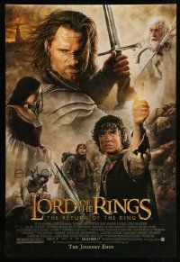 7g783 LORD OF THE RINGS: THE RETURN OF THE KING advance DS 1sh '03 Jackson, cast montage!
