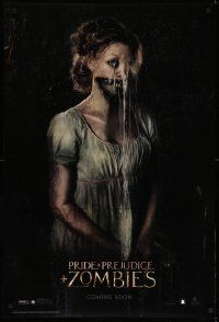 7g858 PRIDE & PREJUDICE & ZOMBIES teaser DS 1sh '16 horrifying Lily James, parody of Austen's novel