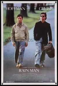 7g866 RAIN MAN 1sh '88 Tom Cruise & autistic Dustin Hoffman, directed by Barry Levinson!