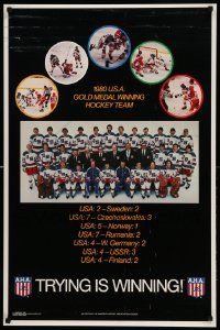 7g345 1980 USA GOLD MEDAL WINNING HOCKEY TEAM 23x35 special '80 historic team beating the USSR!