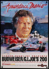 7g370 BUDWEISER/G.I. JOE'S 200 24x34 special '94 cool artwork of Mario Andretti!