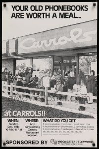 7g178 CARROLS 20x30 advertising poster '70s cool advertisement for restaurant chain!