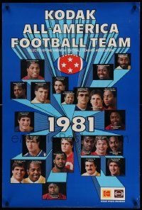 7g376 COLLEGE FOOTBALL ALL-AMERICA TEAM 2-sided 24x36 special '81 cool images of many stars!