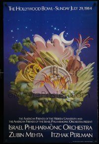 7g104 ISRAEL PHILHARMONIC ORCHESTRA 26x39 music poster '84 paper sculpture art by Leo Monahan!