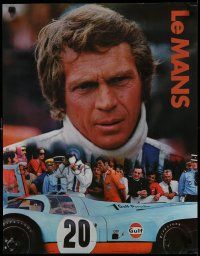 7g411 LE MANS 17x22 special '71 great close up image of race car driver Steve McQueen!