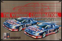 7g414 LINCOLN-MERCURY MOTORSPORT 24x36 special '90s great art of race cars for Stroh's beer!