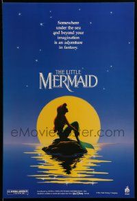 7g416 LITTLE MERMAID 18x26 special '89 Ariel in moonlight, Disney underwater cartoon!