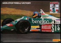 7g198 PIRELLI TIRES 24x33 advertising poster '86 F1 race car from Benetton team!