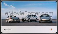 7g212 PORSCHE TRIPLE ESPRESSO 22x38 advertising poster '04 Cayenne, Boxster & 911 line-up!