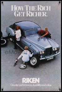 7g215 RIKEN 24x36 advertising poster '80s great image of mechanic fixing tire on Bentley!