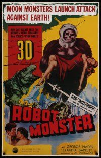 7g053 ROBOT MONSTER tv poster R81 3-D, the worst movie ever, great wacky art!