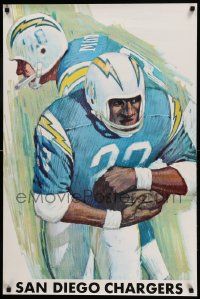 7g456 SAN DIEGO CHARGERS 24x36 special '80s art of quarterback handing off ball by David Boss!