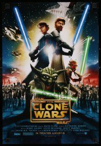 7g089 STAR WARS: THE CLONE WARS mini poster '08 art of Anakin Skywalker, Yoda, & Obi-Wan Kenobi!
