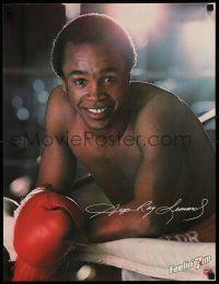 7g217 SUGAR RAY LEONARD 2-sided 19x25 advertising poster '81 cool boxing close up + others!
