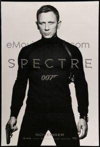 7g907 SPECTRE teaser DS 1sh '15 cool image of Daniel Craig as James Bond 007 with gun!