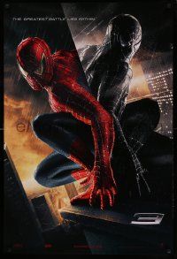 7g915 SPIDER-MAN 3 teaser DS 1sh '07 Sam Raimi, greatest battle, Tobey Maguire in red/black suits!