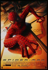 7g908 SPIDER-MAN advance DS 1sh '02 Tobey Maguire climbing building, Sam Raimi, Marvel Comics!