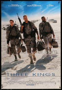 7g952 THREE KINGS advance DS 1sh '99 George Clooney, Mark Wahlberg, & Ice Cube in the Gulf War!