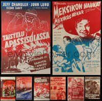 7h421 LOT OF 12 UNFOLDED AND FORMERLY FOLDED WESTERN FINNISH POSTERS '40s-50s great cowboy images!