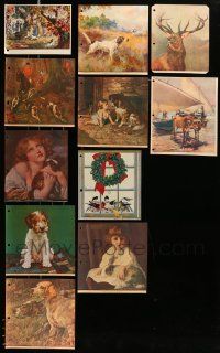 7h247 LOT OF 11 MAGAZINE PRINTS WITH HUNTING DOGS AND ANIMALS '20s-30s from a variety of artists!
