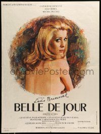 7j387 BELLE DE JOUR French 23x31 '67 Luis Bunuel, close up of sexy Catherine Deneuve!