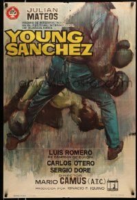 7j051 YOUNG SANCHEZ Spanish '64 Mario Camus, cool street fight boxing art by Jano!