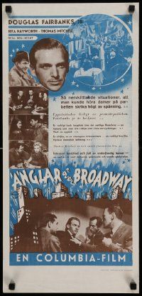 7j211 ANGELS OVER BROADWAY Swedish stolpe '41 sexy Rita Hayworth & Douglas Fairbanks Jr!