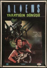 7j320 ALIENS Turkish '88 James Cameron, Sigourney Weaver vs. alien queen, different Sahin art!