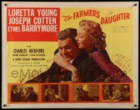 7k091 FARMER'S DAUGHTER 1/2sh R54 Loretta Young, Joseph Cotten, Ethel Barrymore